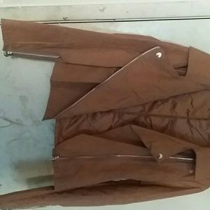 Woman's ladies suade jacket flight coat zip up
